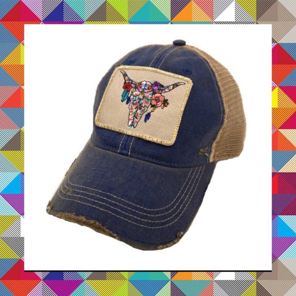 Judith March Accessories - Boho Cattle Skull Hippie Hat with Adjustable Back